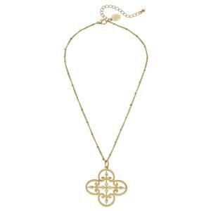 NEW SUSAN SHAW women's filigree clover necklace in gold